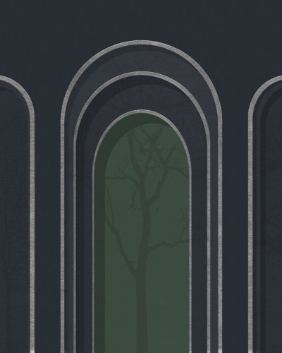 Arch Adornment with Trees, Blue Green, Photowall