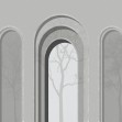 Arch Adornment with Trees, Gray, Photowall