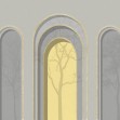 Arch Adornment with Trees, Gray Yellow, Photowall