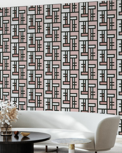 Pink Brick, Shifted, Photowall - tapet geometric cu linii curate, design modern si minimalist pentru a adauga un strop de eleganta in casa ta.