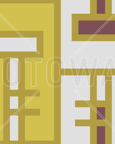 Yellow Brick, Shifted fototapet cu model geometric modern în culori galbene și maro, în decorul unui living