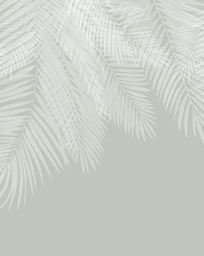 Hanging Palm Leaves, Green-White, Photowall