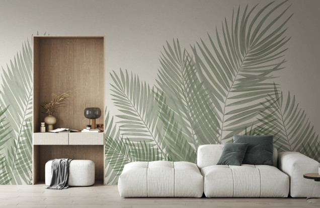 Fototapet Palm Leaf Silhouette, Green Green - Tapet și Fototapet