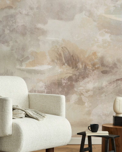Oeuvre Scenery tapet foto cu design minimalist în nuanțe de bej și gri, perfect pentru a crea un decor unic în casa dumneavoastră.
