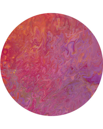 Tapet abstract modern Repuflu II cu nuante de roșu, portocaliu și violet, perfect pentru decorul modern