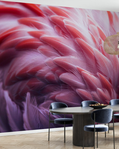 Fototapet Flamingo cu pene roz delicate