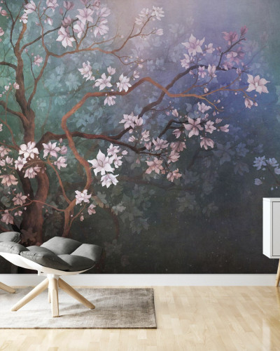 Tapet floral Best Friends Branch V cu flori delicate de magnolie, perfect pentru living, dormitor sau birou.