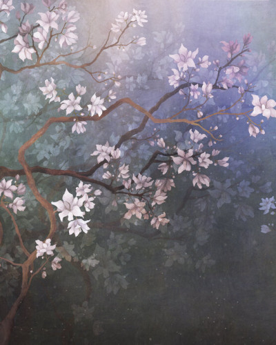 Tapet floral Best Friends Branch V cu flori delicate de magnolie, perfect pentru living, dormitor sau birou.