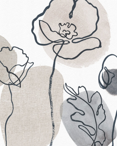 Fototapet floral abstract în tonuri neutre