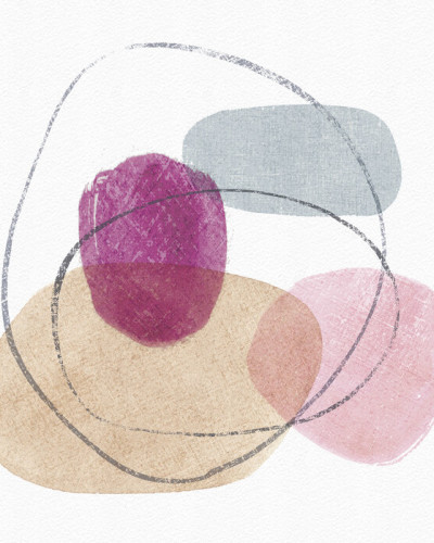 Fototapet abstract cu cercuri si forme geometrice roz, bej si gri
