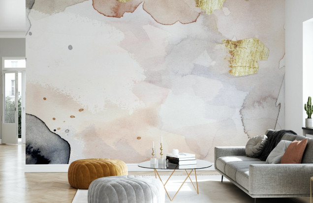 Fototapet Indigo Blush and Gold - Design Abstract Elegant