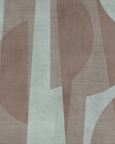 Tapet modern cu design abstract, in nuante de maro si verde, cu linii subtile.
