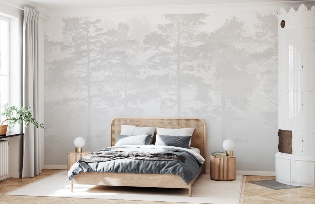 Misty Pine Forest Photowall - Elegance and Relaxation