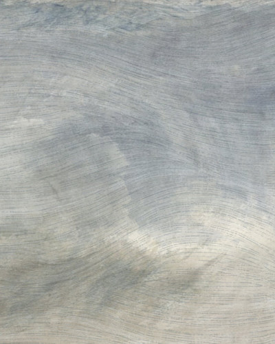 Wallpaper cu un design abstract în nuanțe de albastru și verde, cu linii ondulate care amintesc de valuri. Un decor perfect pentru a crea o atmosferă zen în living.