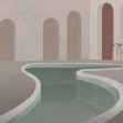 Lagoon Backyard, Nude Green, Photowall