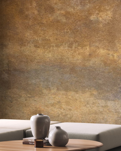 Tapet cu design inspirat de patina naturală a metalului, cu nuanțe calde și textură fină.