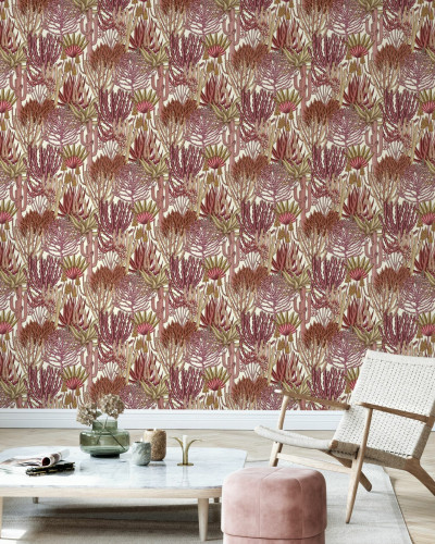 Wallpaper Euphorbia Forest, Sunrise, Photowall cu un design modern ce prezintă o pădure tropicală plină de plante suculente.