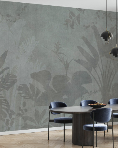Tapet Pantanal Night, Ash, cu design minimalist inspirat din natura luxuriantă, perfect pentru o ambianță relaxantă și elegantă.