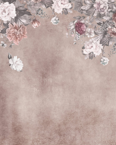 Fototapet floral vintage cu tonuri de roz