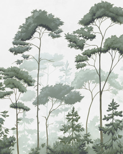 Scandinavian Woodland - Green, Photowall