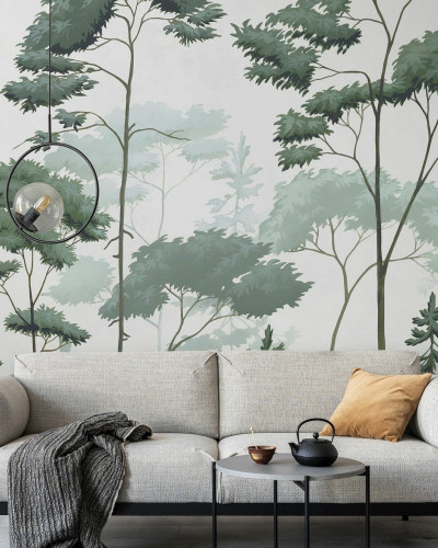 Fototapet cu padure scandinava verde