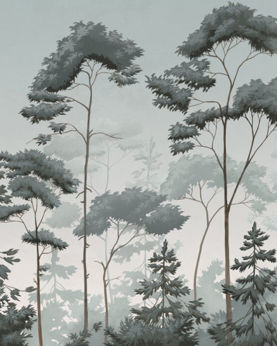 Scandinavian Woodland - Green Blue, Photowall