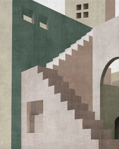 Tapet geometric abstract Moroccan City II, cu design contemporan, perfect pentru a adăuga eleganță oricărei camere.