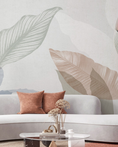 Tapet modern cu frunze delicate, Wild Bouquet