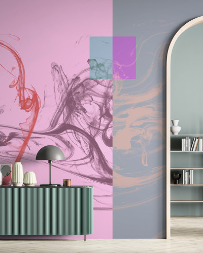 Tapet abstract modern cu linii curbe și culori vibrante