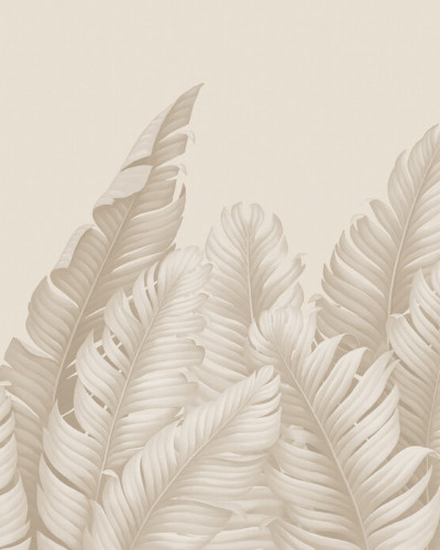 Wallpaper cu frunze tropicale în nuanțe sepia