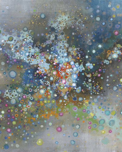 Tapet abstract cu buline colorate, cu motive de cerneală delicate, numit Andromeda