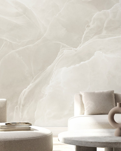 Tapet cu aspect de marmură Marble Breeze Ivory, cu design modern și elegant, în nuanțe de fildeș