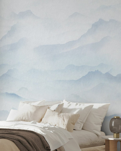 Tapet cu un design abstract si modern cu muntii invaluiti in ceata, perfect pentru un dormitor, living sau birou.