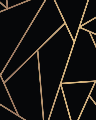 Tapet geometric cu linii aurii pe un fundal negru