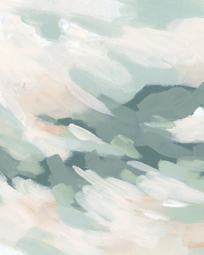 Tapet abstract cu nuanțe de verde și alb,  Seafoam Cloudbank