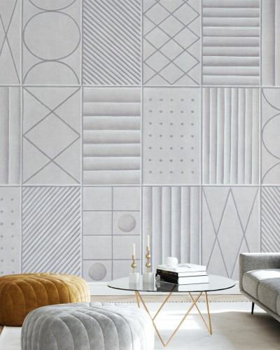Tapet abstract cu design texturat, cu forme geometrice simple și un design texturat, în tonuri neutre, imitând betonul.