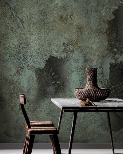Wallpaper Arcadia V cu textură minimalistă în nuanțe de verde și maro
