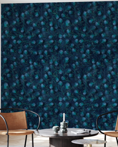 Tapet cu pene de păun, design modern și elegant