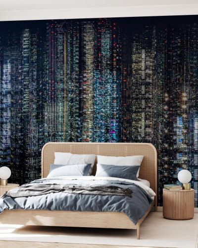 Tapet Tokyo Layers, cu imaginea unui oraș modern, iluminat noaptea
