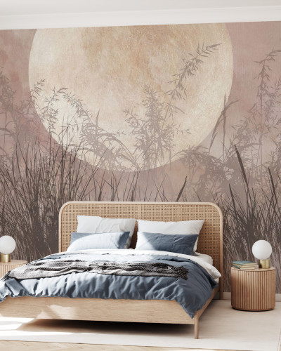 Fototapet cu lună și vegetație, design elegant pentru interior