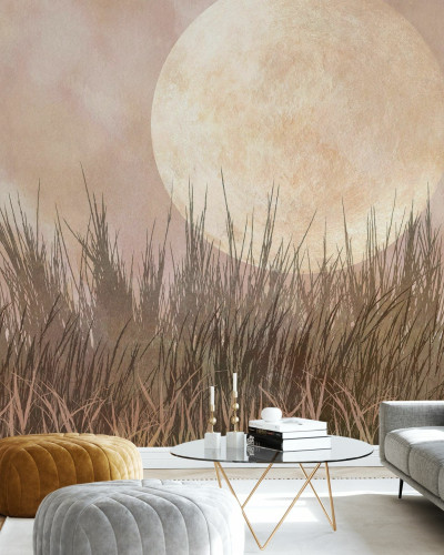 Tapet Moonlight Weeds II, tapet decorativ cu design modern și elegant, cu aspect natural, perfect pentru living, dormitor sau birou.