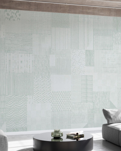 Tapet geometric abstract verde deschis, Inspiration Notebook, Green