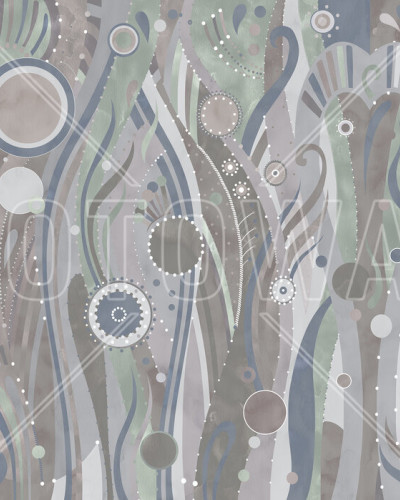 Tapet geometric cu design abstract modern in culori de verde, albastru, maro si gri