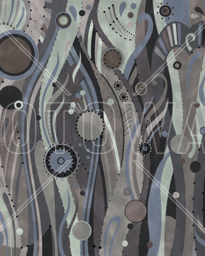 Tapet abstract geometric modern cu design de alge marine în culori neutre