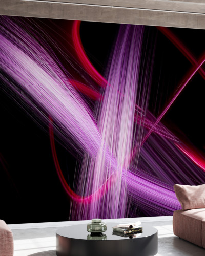 Fototapet cu design abstract cu lumini purpurii si rosii
