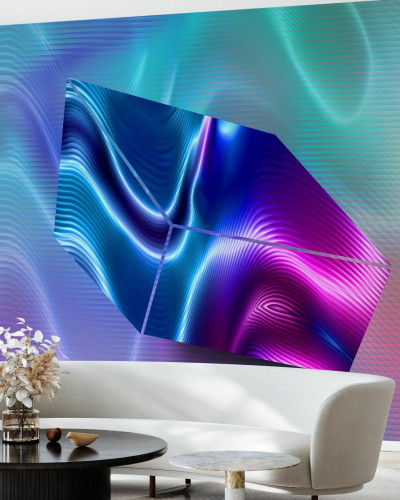Tapet abstract cu forme digitale neon