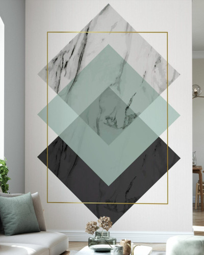 Tapet cu model geometric abstract, minimalist, cu forme de romburi si dreptunghiuri