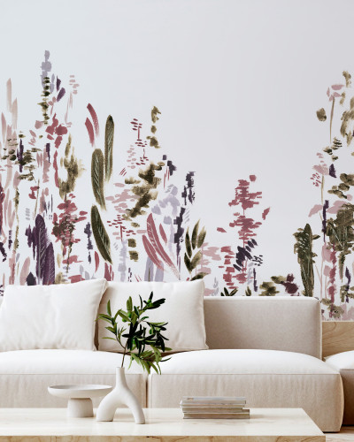 Tapet cu design floral minimalist "Painted Forest, Crown".