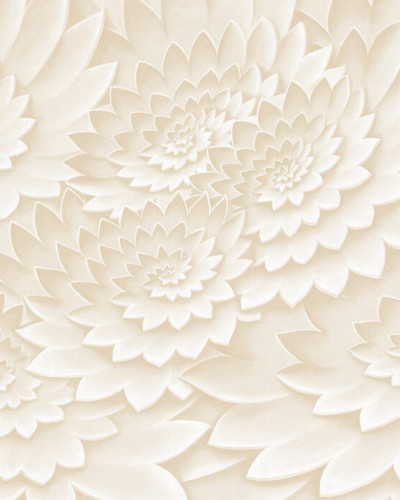 Tapet modern cu flori, Flower on Canvas, Powder Puff, Photowall, în tonuri neutre, cu textura fină, pe un perete din living