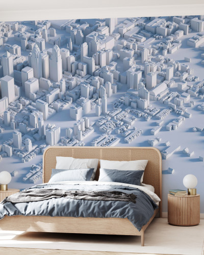 Virtual City Skyline, imagini monocrome, design minimalist, modern, dormitor